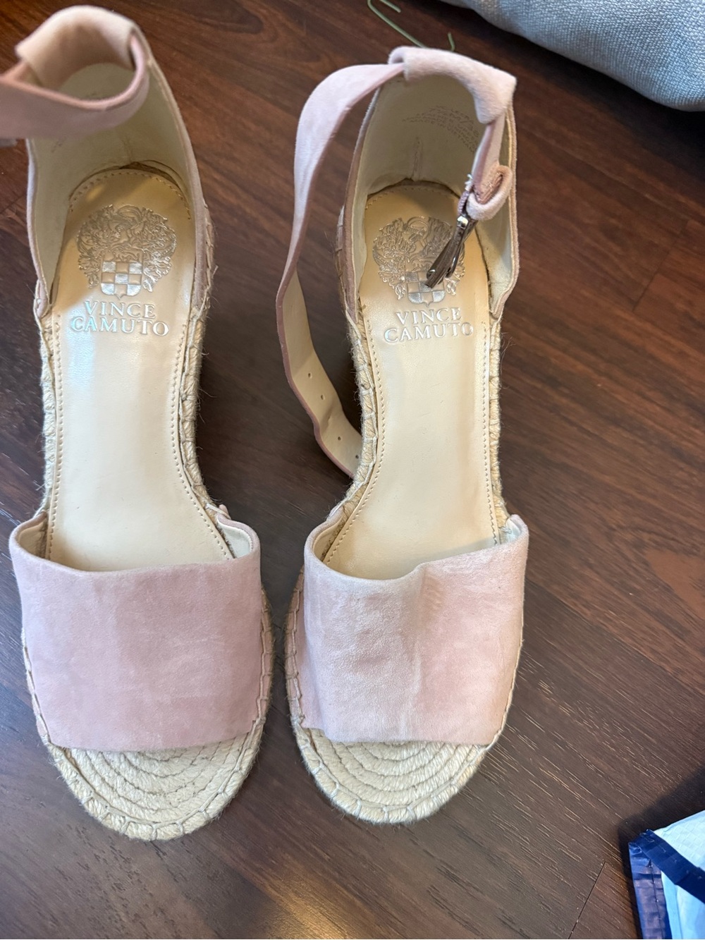 Vince Camuto Blush Suede Espadrille Wedge Sandals - Picture 3 of 13